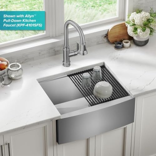 KRAUS Kore 24-Inch Farmhouse Workstation 16 Gauge Single Bowl Stainless Steel Kitchen Sink with Accessories, KWF210-24 - Image 2