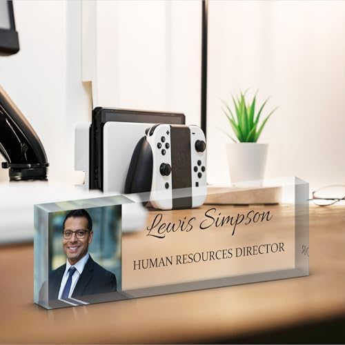 Desk Name Plate Personalized, Desk Double sided pattern Name Plate Personalized Office Desk Decor for Women and Men, Teacher Nurse Boss Employee Appreciation Gifts (photo, Customized) - Image 2