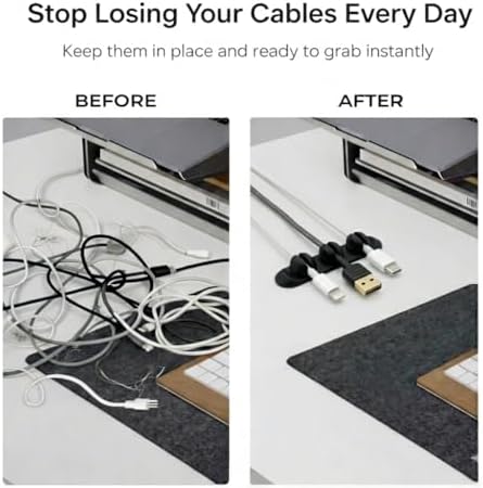 Magnetic Cable Organizer for Desk & Nightstand 3 Clip Cord Holder with One-Hand Access 3M Adhesive Cable Clips, N52 Magnetic Cord Holder for Phone, USB-C & Laptop Cables - Image 3