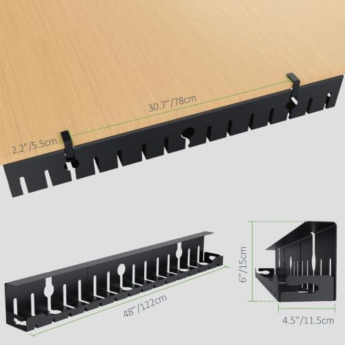 KEEGH Under Desk Cable Management Tray 48 in, Large Cord Hider, Black - Image 5