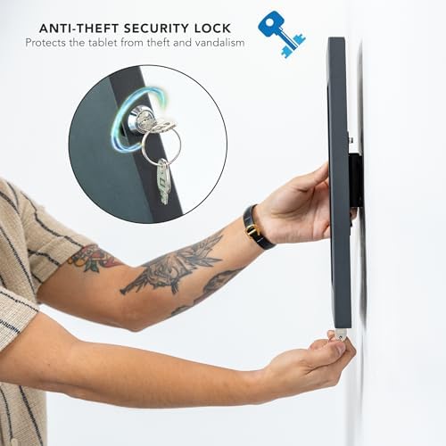 Mount-It! Lockable Tablet Wall Mount for Samsung, Flush Low-Profile, Black - Image 4