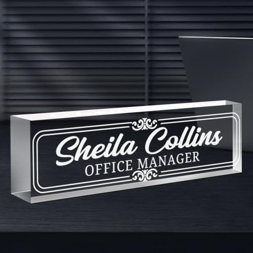 Custom Engraved Name Plate for Desk, Acrylic Desk Name Plate Personalized by Spricoz