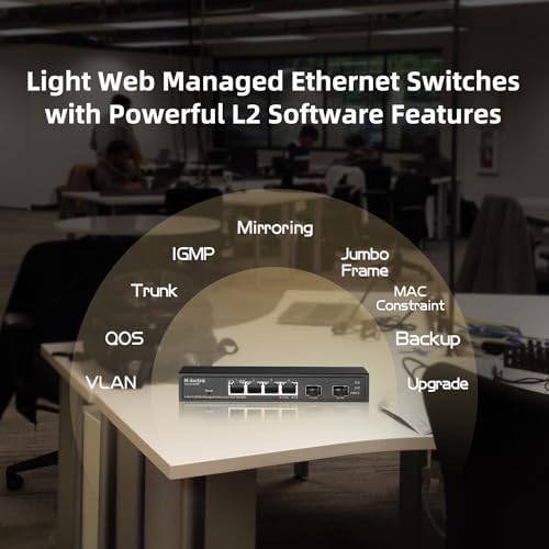 MokerLink 4 Port 2.5G Managed Switch with 2 Port 10G SFP+ Slot, 4 x 2.5Gigabit Base-T Ports Compatible with 10/100/1000Mbps, Mini Size Metal Web Managed Fanless Network Switch - Image 6