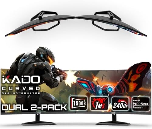 Kado Dual 2-Pack 27" Curved 1500R 240Hz 1ms 1920x1080 Gaming Monitor by Kado