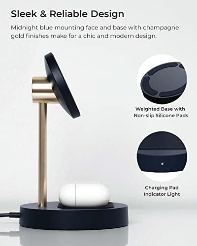 iOttie Velox Magnetic Wireless Duo Stand. 7.5W Mounting Stand + 5W Charging Pad. MagSafe Compatible for iPhone 12, iPhone 13, iPhone 14, & iPhone 15 Series & Qi AirPods Charger (Adapter not Included) - Image 6