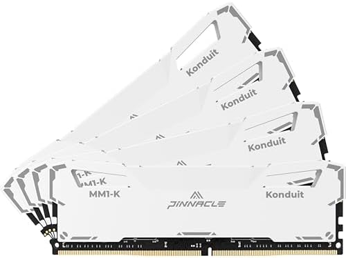 Timetec Pinnacle Konduit 32GB KIT(4x8GB) DDR4 3200MHz PC4-25600 CL16-18-18-38 XMP2.0 Overclocking 1.35V Compatible for AMD and Intel Desktop Gaming PC Memory Module RAM - White by Timetec