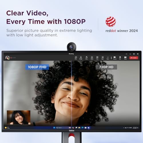 Lenovo FHD Webcam, 1080p Resolution, 30 fps, Dual Noise-Cancelling Microphones, AI Noise Cancellation and Enhanced Image Quality, Physical Privacy Shutter, Microsoft Terms Certified, Black - Image 3