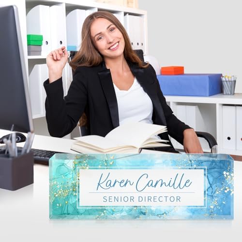 Custom Office Name Plate for Desk - Name Plate Personalized Gifts for Coworkers, Boss, Teacher, Social Worker - Acrylic Office Desk Decor for Women Men - Employee Appreciation Gifts (blue green) - Image 5