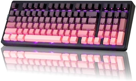 ZORNHER ZH980 Mechanical Keyboard Wireless,95% Pink Creamy Keyboard with Number Pad,Gaming Keyboard with Number Pad,Lighted Up PBT Keycaps,Loud Keyboard Clicky Blue Switches,Full Size by Zornher