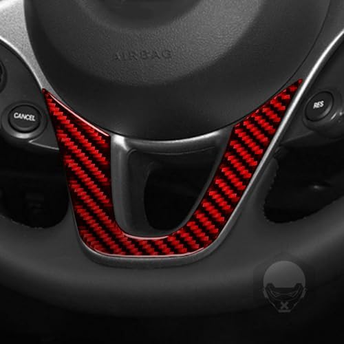 Real Soft Red Carbon Fiber Car Dashboard Control Panel Lower Part U Type Cover Trim Sticker Auto Interior Decoration Accessories Compatible with Benz Smart 2016 2017 2018 2019 2020 2021 - Image 2