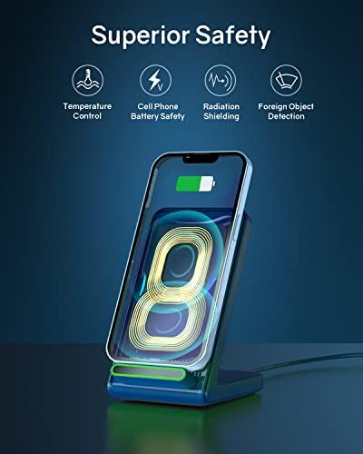 Fast Wireless Charging Station for Phone: CIYOYO 15W Charging Stand Compatible with iPhone 15/14/13/12/11, Samsung Galaxy S23/ S22/ S21/ S20 for Office Bedside Gift - Image 6