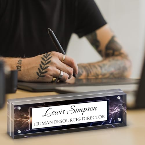 Desk Name Plate Personalized, Desk Double sided pattern Name Plate Personalized Office Desk Decor for Women and Men, Teacher Nurse Boss Employee Appreciation Gifts (black, fixed pattern) - Image 6