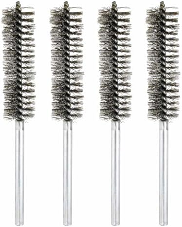 HARFINGTON 4pcs Wire Bore Brush 8 x 1-1/8" 5/16 Inch Shank Stainless Steel Bristles Cleaning Brush for Clean Car Part Tube Kitchen Garage by HARFINGTON