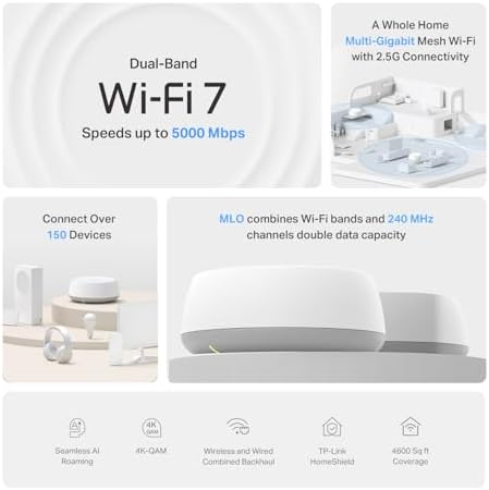 Deco 7 BE25 Dual-Band BE5000 WiFi 7 Mesh Wi-Fi System 5 Gbps, 240 Mhz - Image 3
