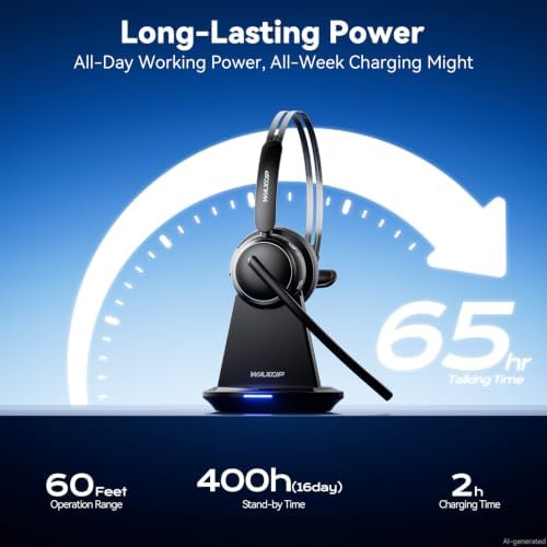 Wireless Headset with Mic for Work, Noise Cancelling Bluetooth 6.0 Headset - Image 5