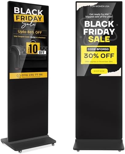 43 inch 4K Indoor Digital Signage LCD Screen IPS Floor Standing Digital Kiosks Interactive Displays with WiFi HDMI/USB Input Auto AD Player, Android OS Black by Homepage