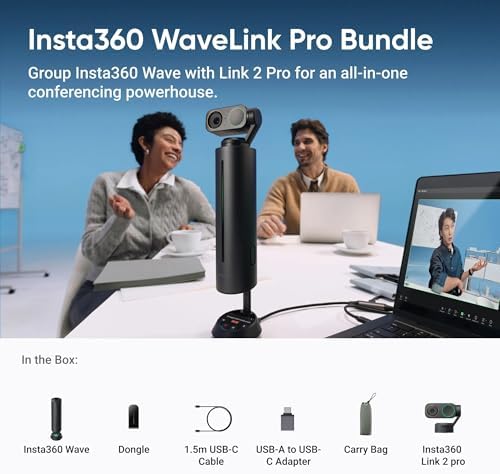Insta360 WaveLink Pro Bundle- Professional Speakerphone with AI Recording Suite,Voice Recorder, 8 Noise-Canceling Mics w/Beamforming, AI Transcript, 99 Languages, 32GB, Meetings(Wave+Link 2 Pro) - Image 2