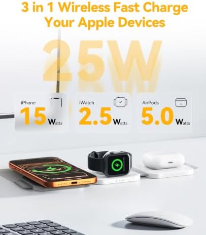 25W 3 in 1 Charging Station for Apple,Foldable Magnetic Wireless Charger - Image 2