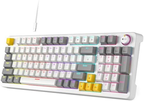 AK96 Red Switch Gaming Smart Mechanical Keyboard 96 Keys, White by Meidosa