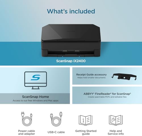 ScanSnap iX2400 High-Speed One-Touch Button Color Document Scanner, Black - Image 6