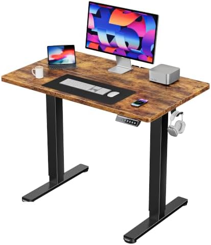 HUANUO 40x24 Inch Electric Standing Desk, Height Adjustable, Rustic Brown by HUANUO
