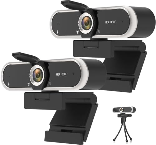 2PCS Webcam 1080P with Microphone & Privacy Cover for PC/Laptop, USB Computer Camera Plug & Play with Auto Light Correction for Video Calls, Live Streaming Gaming & Online Meetings by Unknown