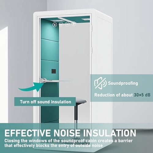 Office Sound Booth with Audio Privacy - Soundproof Proof Booth Includes Superimposed Interior Design,Sound Room Include Socket,Fans,Light&Small Table for Study (Blue, 42IN) - Image 3
