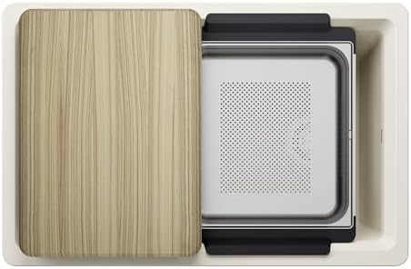 BLANCO Inteos SILGRANIT 30" Single Bowl Workstation Kitchen Sink Soft White - Image 2
