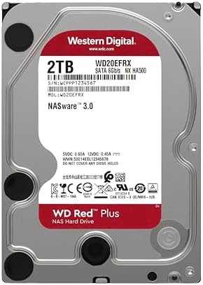 Western Digital 2TB WD Red Plus NAS Internal Hard Drive HDD - 5400 RPM, SATA 6 Gb/s, CMR, 64 MB Cache, 3.5" - WD20EFRX - Image 2