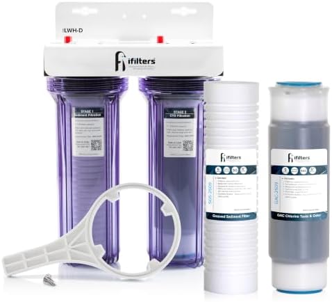 FI iFilters, Nature Provides The Water... We Supply The Purity! Whole House 2 Stage Water Filtration System w/Extra Filter Set, Sediment, Rust, Chlorine, Taste, Odor, 3/4 inch Ports, Gen2 by iFilters