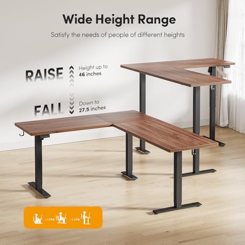Cubiker 75 * 63" L Shaped Standing Desk, Reversible Corner Standing Desk, Suitable for Home Office, Black Walnat - Image 4