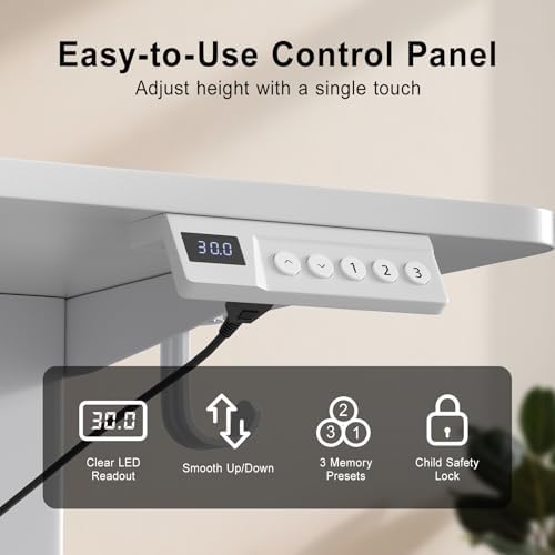 40 Inch Height Adjustable Standing Desk for Home Office, White - Image 2