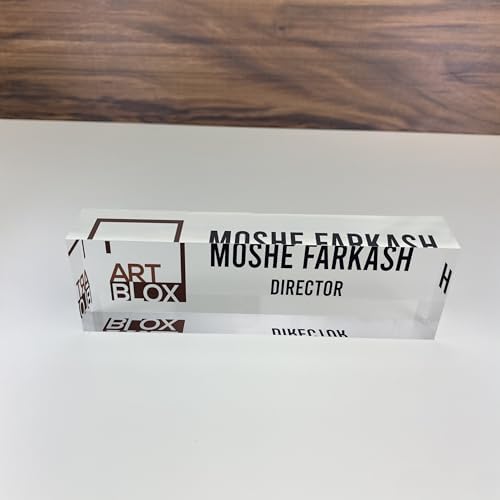 Artblox Office Desk Name Plate Personalized | Custom Name Plates for Desks with Your Logo On Clear Acrylic Glass - (8" x 2.5") - Image 2