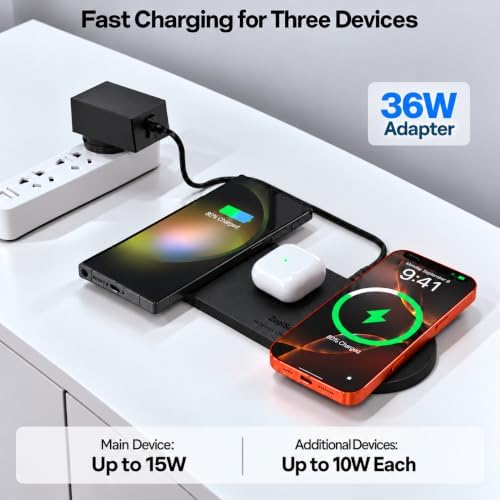 ZealSound 3-in-1 Wireless Charging Pad for iPhone 17/16/15 & Samsung Galaxy - Image 3