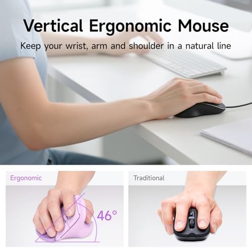 SANWA Wireless Ergonomic Mouse for Large Hands with Wrist Rest, Purple - Image 3