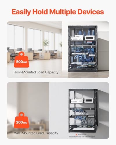 VEVOR 16U Open Frame Network Rack, 23 in Depth, Wall Mounted or Floor Standing Server Rack, Heavy Duty 4 Post, with Vented Shelves & Mounting Hardware, Holds All Your Networking IT Equipment AV Gear - Image 2