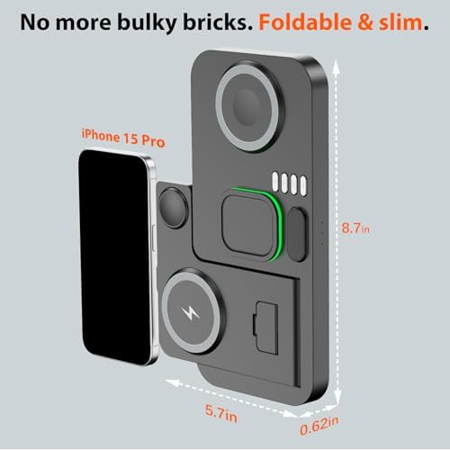 Dual Phone Magnetic Wireless Charging Station for Apple Devices, 7-Color Auto Light & 12H Clock, Multi-Device Charger foriPhone 18 Pro/18 Pro Max/17/16, for iWatch 11/10/9 & AirPods Pro3(Black - Image 6