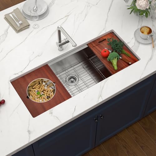 45x19 Undemrount Workstation Kitchen Sink with Mixng Bowl - Image 3