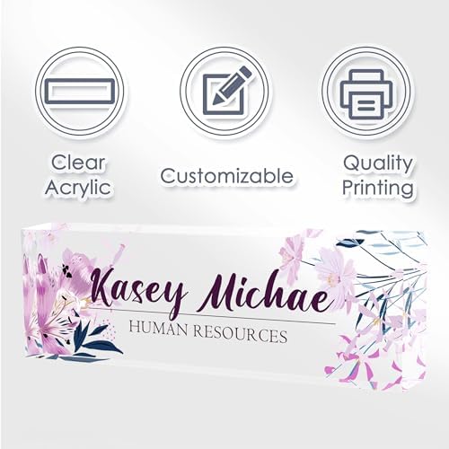 Personalized Name Plates for Office - Gifts for Teacher, Boss, Employee Appreciation - Office Desk Decor (Purple Bloom) - Image 4