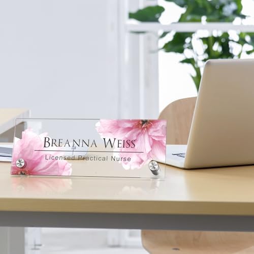 Personalized Acrylic Office Desk Name Plate with Standoff Barrel - Image 3