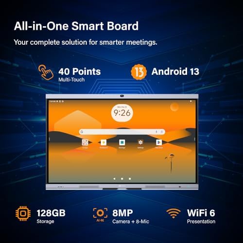 AG Neovo 65" Smart Board with Camera and Microphone, Google EDLA Certified Interactive Whiteboard for Business, Android 13, 4K Resolution, Wireless Screen Sharing, Digital Whiteboard (IFP6504P-AO) - Image 6
