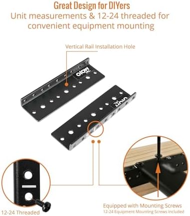Tecmojo 3U Vertical Rack Mount Rail Pair Kit, DIY Rack Rails Kit, Tapped Mounting Holes, with 12-24 Screws to Mount Equipment 2U-20U - Image 4