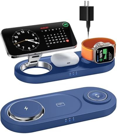 Foldable 3 in 1 Wireless Charging Station for Apple Mag-Safe Charger Stand by moencase