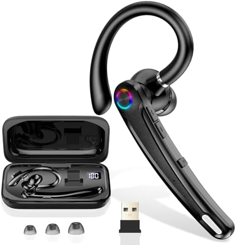 Atheewon Bluetooth Headset V5.4, Wireless Bluetooth Earpiece with Dual Mic Noise Cancelling, 115H Playtime Computer Headset Hand Free Headphones for Trucker, Driver, Home, Work, Business by Atheewon