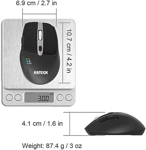 Arteck Wireless Bluetooth Mouse with Nano USB Receiver, Black, 4-Month Battery Life, Ergonomic Design - Image 6