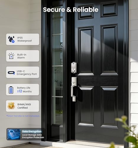 Veise VE017 Fingerprint Smart Door Lock with App Control, Satin Nickel - Image 5
