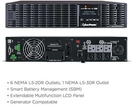 CyberPower OL3000RTXL2U Smart App Online UPS System, 3000VA/2700W, 7 Outlets, 2U Rack/Tower - Image 3