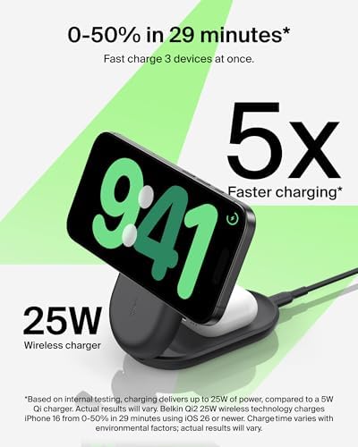 Belkin Qi2.2 25W Wireless 3 in 1 Foldable Fast Charging Station for iPhone - Image 2