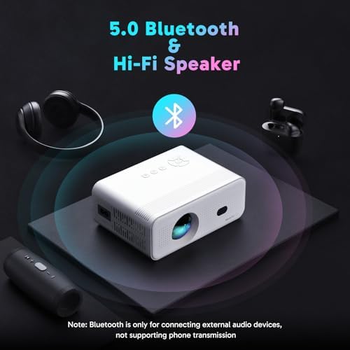 Electric Focus Mini Projector with 5G WiFi and Bluetooth, Support FHD 1080P Smart Video Projector, 12000L Portable Movie Projector with Auto Keystone Compatible with iOS/Android/TV Stick/HDMI/PS5 - Image 5