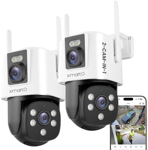 xmartO 4MP Dual Lens 2-View WiFi Home Security Camera Indoor Outdoor 2 Pack by xmartO